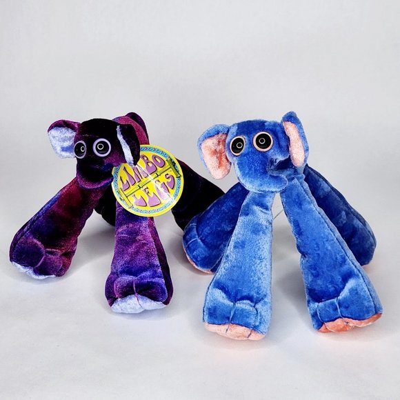 Vintage Limbo Legs Plush Elephants 2000 Jakks Pacific - Picture 1 of 4